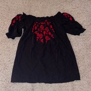 Off-the-Shoulder Black Shift Dress